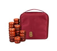 Jeu de stratégie Portable Traditionnel Chinois Xiangqi - Jeu d'échecs de Voyage for 2 Joueurs avec pièces en wengé et Plateau en Cuir(4.8cm/1.9in)