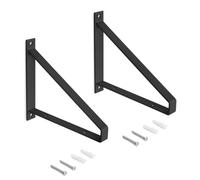 Emuca - Jeu de supports pour étagères en bois avec forme triangulaire, Acier, Peint en noir