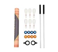 Jeu de table 3 en 1 - Jeu de bowling - Jeu familial portable avec 2 barres de poussée et 8 curling et 6 broches de bowling - Pour la maison, le bureau, les fêtes