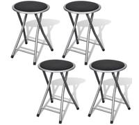 Jeu de tabouret pliable 4 pièces cadre en acier siège en cuir artificiel vidaXL