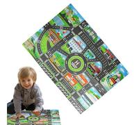 Jeu De Tapis De Jouet pour Ensemble De Jeux De Ville avec des Pistes Routières Et 12 Véhicules, Tapis Éducatif pour Les Filles Garçons, Prétend des Villes, Jouet De Salle De Jeux Durable pour