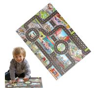 Jeu De Tapis De Jouet pour Ensemble De Jeux De Ville avec des Pistes Routières Et 12 Véhicules, Tapis Éducatif pour Les Filles Garçons, Prétend des Villes, Jouet De Salle De Jeux Durable pour