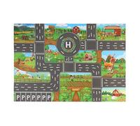 Jeu De Tapis De Jouet pour Ensemble De Jeux De Ville avec des Pistes Routières Et 12 Véhicules, Tapis Éducatif pour Les Filles Garçons, Prétend des Villes, Jouet De Salle De Jeux Durable pour