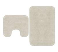 vidaXL Jeu de tapis de salle de bain 2 pièces en tissu blanc