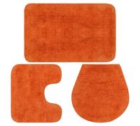 Tapis de salle de bain - vidaXL - 3 pcs - Orange - Rectangulaire - Lavable
