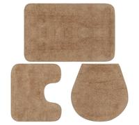 Jeu de Tapis de Salle de Bain 3 pcs Tissu Antidérapant Blanc Toilette vidaXL