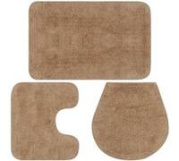 Jeu de tapis de salle de bain 3 pcs Tissu Beige Beige G