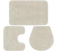 Jeu de tapis de salle de bain 3 pcs Tissu Blanc blanc G