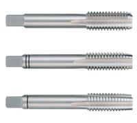 Jeu de tarauds à main UNC, DIN 352, HSS rectifiés, idéal pour la fabrication de filetages internes et la fixation de pièces métalliques.