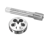 Jeu de tarauds et filières 3/8-16 UNC, acier rapide HSS, filetage à droite | Taraud plug et filière ronde; pour réparation de filetages; outil de filetage grossier unifié