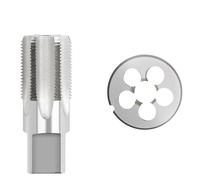 Jeu de tarauds et filières, G NPT 55 °/60 ° 1/8 1/4 3/8 pouces, utilisé for les outils de taraudage de filetage de tuyau, jeu de matrices de taraudage de filetage de tuyau de 2 pièces(NPT 3/8)