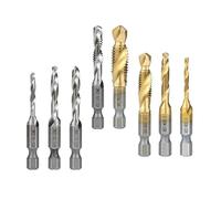 Jeu de tarauds métriques, HSS Spiral Flute Thread Tap Drill Bit Set 12 Pcs Coated Metric & NC