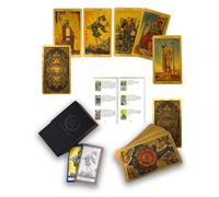 Jeu de tarot bilingue espagnol-anglais 78 pièces en feuille d'or avec guide des couleurs de 36 pages et instructions bilingues de 28 pages, imperméable et infroissable (yeux spirituels bilingues, étui
