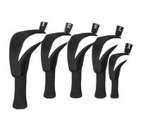 Jeu de tête de golf, couvre-tête de club de golf en bois - Couvre-tête hybride de golf anti-poussière à col long 5 pièces | Cache-tête hybride en bois antidérapant avec étiquettes numériques pour