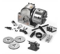 Jeu De Têtes De Fraisage Universelles 4"/5"/6",Tête De Division Semi-Universelle De Précision,Rapport De Division 1:40,Incluant Des Mandrins 100Mm/125Mm/160Mm Pour Taille D'engrenages Précision 4Inch