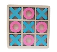 AWHAO Jeu de Tic TAC Toe en bois, jouet de Table XO, blocs de table, morpions et croix, Bleu Rose