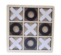 AWHAO Jeu de Tic TAC Toe en bois, jouet de Table XO, blocs de table, morpions et croix, noir blanc