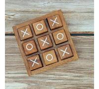 Jeu de Tic Tac Toe XO classique en bois, comprend 9 blocs et base assortie, jeu décontracté pour 2 joueurs, convient pour table basse, table à thé, peut être utilisé comme cadeau de la Saint-Valentin 