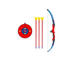 Jeu de tir à l'arc Marvel Spider-Man pour enfants avec guide intégré, 3 flèches ventouse et cible Rouge/Bleu