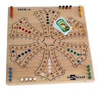 Jeu de TOC ou Tock XL 40x40 cm de Luxe, de 2 à 6 Joueurs, 6 Ans et +. Jeux de société Familial en Bois Massif d'hévéa, Fabrication Artisanale, Marque française Le Délirant®, Plateau - Boite Pliable.