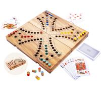 Engelhart - 350261 - Jeu de Tock en Bois - 4 Joueurs - Coffret en Bois Écologique - Jeu Traditionnel Canadien - Parcours avec Cartes - À partir de 6 Ans - Amusant et Stratégique