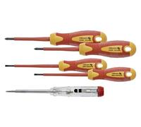 Jeu de tournevis 1000 V en acier S2 + testeur de tension HT1S994 / 5 pièces/hogert technik 5901867179340