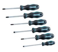 Jeu de tournevis (6 pièces): SL4x100 mm SL5,5x100 mm PH1x100 mm PH2x100 mm PZ1x80 mm PZ2x100 mm - Makita E-10528
