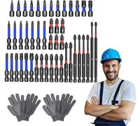 Jeu de tournevis à chocs magnétiques pour perceuse à percussion avec extension d'embout, tournevis à écrou papillon et boîte de rangement, comprend 2 gants