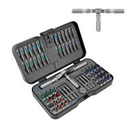 Jeu de Tournevis à Cliquet 66 en 1, Tournevis Précision Magnétiques avec Poignée à Cliquet en T Amovible, ensemble de tournevis de précision avec étui