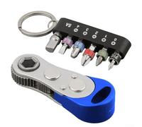 Jeu de tournevis à cliquet avec 5 embouts et adaptateur poignée ergonomique pour réparation rapide de jouets de vélo et tâches d'entretien domestique (bleu)