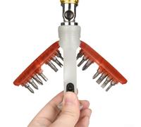 Jeu de tournevis à cliquet magnétique 14 en 1 avec angle réglable et rotation à 180 ° pour réparation de maison et projets de bricolage (rouge)