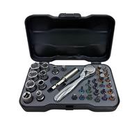 Jeu de tournevis à cliquet magnétique 34 en 1 - Kit d'outils de réparation multi- portable avec poignée commutable, système de pilote de précision | Outil de bricolage polyvalent pour l'électro