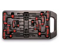 Jeu de tournevis avec manche en T et lame latérale | Profil en T (pour Torx) avec alésage | T10 - T50 | 9 pcs.