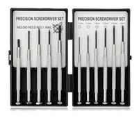 Jeu de tournevis de précision 11 en 1 - Mini tournevis d'horloger - Kit de tournevis pour lunettes, tournevis d'horloger - Kit d'outils d'horloger pour ordinateur, montres, lunettes - Réparation
