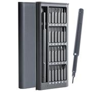 Jeu de tournevis de précision 25 en 1 - Embouts S2 magnétiques + poignée, étui en aluminium - Micro kit de réparation électronique avec 24 embouts : torx, croix, fente, hex, pentalobe, tri-wing