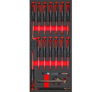 Jeu de tournevis de précision inspection automobile Plat- PH- TX 17 pièces module en mousse pour servante d'atelier MW Tools MWSC17MI