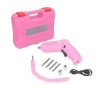 Jeu de tournevis électriques rechargeable alimenté par USB, rotatif à 180 degrés, pliable avec LED rose clair, kit complet de 48 pièces pour le bricolage à domicile et un usage