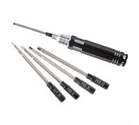 Jeu de tournevis hexagonaux pour modèles RC - Kit d'outils hexagonaux 4 pièces avec embouts de 1,5 mm, 2,0 mm, 2,5 mm, 3,0 mm, acier + poignée en alliage d'aluminium, léger 53 g, 160 mm