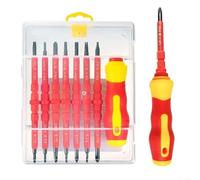 Jeu de tournevis isolés VDE 14 en 1 pour réparations électriques, embouts magnétiques, construction en acier au chrome vanadium, poignée ergonomique, convient pour des tensions jusqu'à 380 V