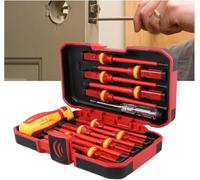 Jeu de tournevis magnétiques 13 pièces - 1000 V VDE isolé Kit d'outils d'électricien avec poignée interchangeable, embouts Phillips Pozidriv Torx fendus et étui de transport