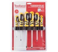 Jeu de tournevis - TOOLLAND - 6 pièces - Acier - Caoutchouc - Poignée ergonomique