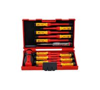 Jeu de tournevis VDE avec lames de réserve BGS TECHNIC - 13 pcs - Protection électrique - Rouge
