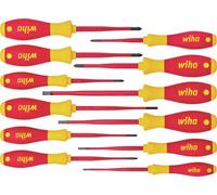 Jeu de tournevis Wiha VDE 12 pièces vis à fente, vis Pozidriv, cruciforme Phillips, plus/moins, TORX® intérieur