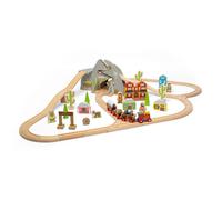 Jeu de train en bois - BIGJIGS RAIL - Ensemble de train du Far West - 62 pièces - 3 ans et plus - Multicolore