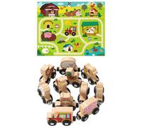 Jeu de Train en Bois | Train en Bois Ferme Rurale - Jeu de Chemin de Fer sur Table pour Filles Garçons dès 18 Mois