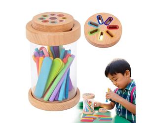 Jeu de tri de couleurs en bois - 11 x 7,5 x 7,5 cm - 150 g - Bois naturel de haute qualité - Jouet de reconnaissance pour la petite enfance - Développement des compétences d'observation - Jardin