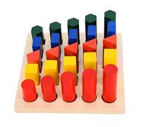 Jeu de tri de formes géométriques en bois, jeu d’empilage Montessori pour tout-petits, puzzle de tri en bois coloré avec 25 blocs et une plaque de base, adapté aux enfants de plus