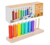 Jeu de tri des couleurs en bois - Cubes empilables de style montessorii, jouet de développement des compétences cognitives, ensemble d'apprentissage de la motricité fine | École maternelle Garderie