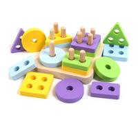 Jeu De Tri En Bois Montessori, Jouets Éducatifs En Bois Pour Enfants, Formes Géométriques, Puzzles En Bois, Blocs À Empiler