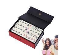 Jeu de tuiles de Mahjong - Jeu de société chinois compact, facile à transporter - Mini kit de mahjong de table traditionnel pour le plaisir en famille et les jeux de fête, jeu de stratégie classique
